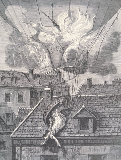 Muerte de Madame Blanchard en un accidente aeronáutico en 1819 de French School