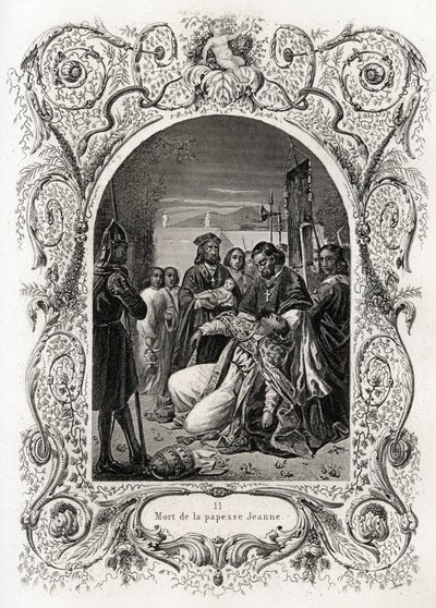 Muerte de la Papisa Juana (pontificado de 855 a 858). Grabado para ilustrar la Histoire des papes de Maurice Lachatre (1814-1900), librairie du progres, París. de French School