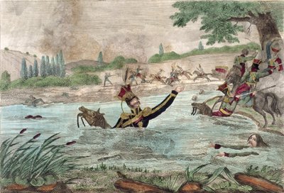Muerte del Príncipe Joseph Poniatowski (1763-1813) en el río Elstera, 1813 de French School