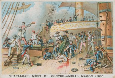 Muerte del contralmirante francés Magon en la Batalla de Trafalgar, 1805 de French School