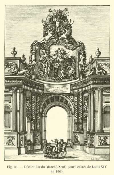 Decoración del Marché-Neuf, para la entrada de Luis XIV en 1660 de French School