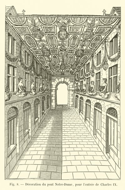 Decoración del puente Notre-Dame, para la entrada de Carlos IX de French School