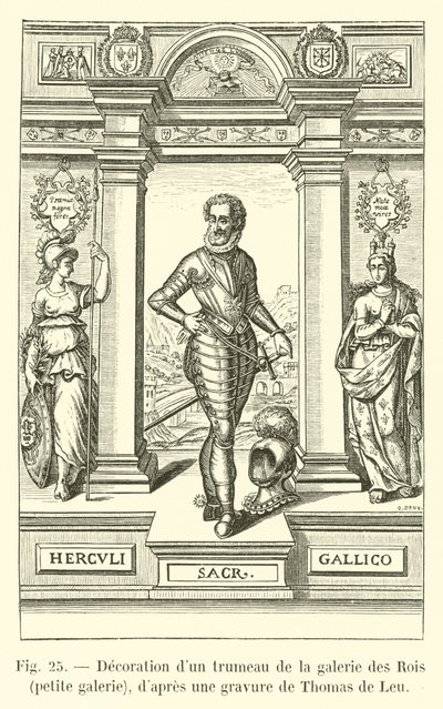 Decoración de un trumeau de la galería de los Reyes, pequeña galería, según un grabado de Thomas de Leu de French School