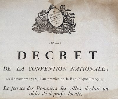 Decreto de la Convención Nacional del 5 de noviembre de 1792 sobre los bomberos de la ciudad de French School