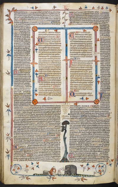 Decretales de Gregorio IX con glosa de Bernardo de Parma (las "Decretales de Smithfield"), MS Royal MS 10 E IV, f.145v, c.1300-40 (tinta sobre pergamino) de French School