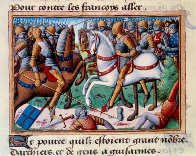 Derrota del Duque de Clarence en el Grand-Baugy en Anjou (1421). Miniatura en “Vigiles du roi Charles VII” (Folio 24v) de Martial d