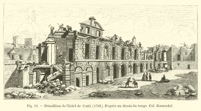 Demolición del hotel de Conti, 1769, según un dibujo de la época, Col Bonnardot de French School