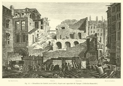 Demolición del Châtelet, año 10, 1802; según una aguafuerte de la época, colección Bonnardot de French School