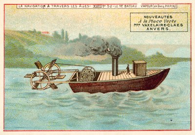 El primer barco a vapor de Denis Papin de French School