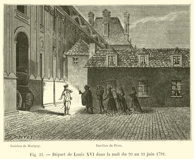 Partida de Luis XVI en la noche del 20 al 21 de junio de 1791 de French School