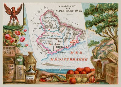 Departamento de Alpes-Maritimes en el sureste de Francia de French School