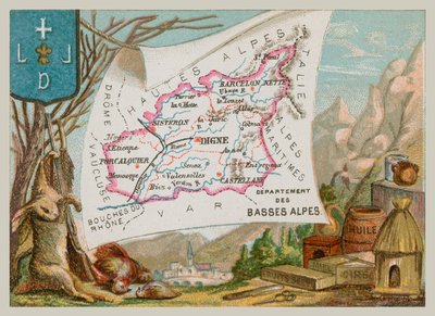 Departamento de Basses Alpes en el sur de Francia de French School