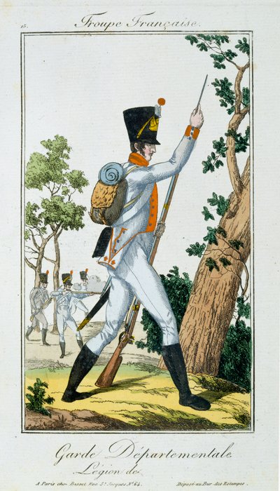 Guardia Departamental, de Troupes Francaises, pub. chez Basset, París, c.1790 de French School