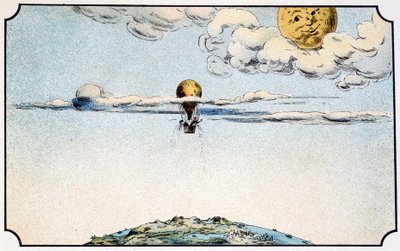 Partida hacia la luna en un globo - en “Viaje a la luna” de A. de Ville-d