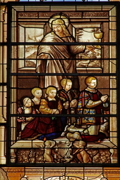 Representación de San Juan y cinco de los hijos de Ana de Montmorency de French School