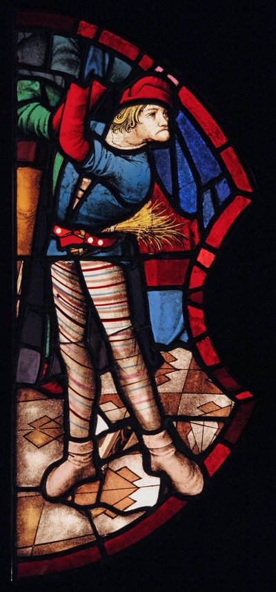 Torturador; originalmente de la St Chapelle donde se introdujo alrededor de 1500; es un buen ejemplo de vidrio veneciano de French School