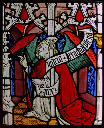 El ángel Gabriel en la Anunciación, originalmente del Alto Rin de French School