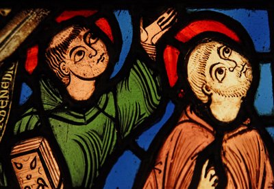 Dos monjes en la ascensión de San Bernardo; ex St Denis de French School