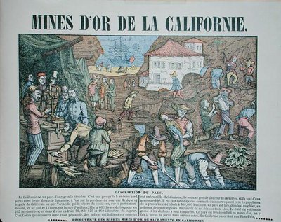 Representación de las minas de oro de California, mediados del siglo XIX de French School