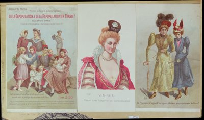 Despoblación y repoblación en Francia, folleto de Arthur Le Creps contra el maltusianismo, 1895 (grabado en color) de French School