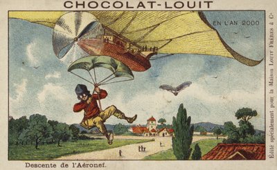 Descendiendo de un dirigible en paracaídas en el año 2000 de French School
