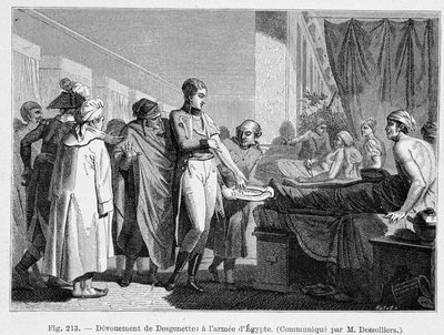 Devoción de Desgenettes al ejército de Egipto (dando su sangre) - grabado de French School