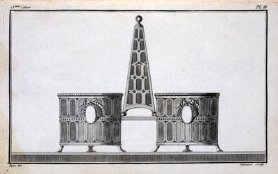 Diseño de Pugin, de un libro de patrones de diseños de metal neoclásico compilado por Duhamel, c.1770s-80s de French School