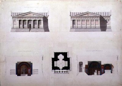 Diseño para un mausoleo de estilo renacimiento griego, c.1835 de French School