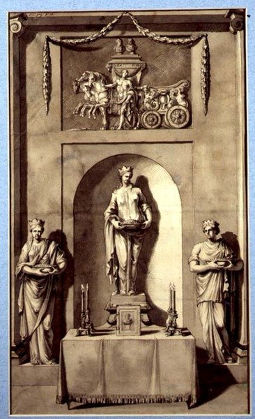 Diseño para un nicho escultórico con Apolo y su carro, c.1760 de French School