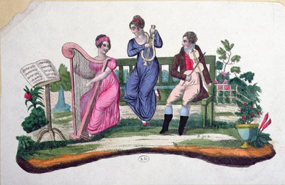 Diseño para un abanico que representa un concierto al aire libre, c.1830 de French School