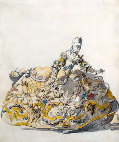 Diseño para un vestido de dama, 1780s de French School