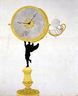 Diseño para un reloj de bronce dorado, c.1825 de French School
