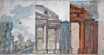 Diseño para un escenario de ópera, finales del siglo XVIII de French School
