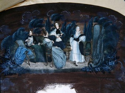 Diseño para la decoración de un abanico que representa una fiesta de té de French School