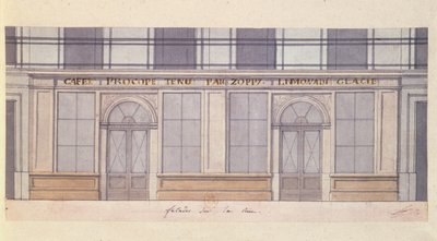 Diseño para la fachada del Café Procope, principios del siglo XIX de French School