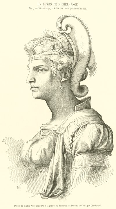 Dibujo de Miguel Ángel conservado en la galería de Florencia de French School