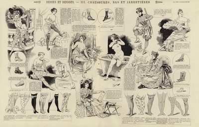 Dessus et dessous, Chaussures, bas et jarretieres (grabado) de French School