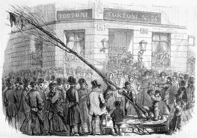 Destrucción de Árboles de la Libertad (Febrero-Marzo 1850) - en "Historia contemporánea de Francia", Hachette, París de French School