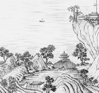 (detalle) de los jardines del emperador chino, de 
