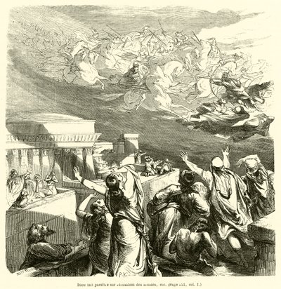 Dios hace aparecer ejércitos sobre Jerusalén, etc. de French School