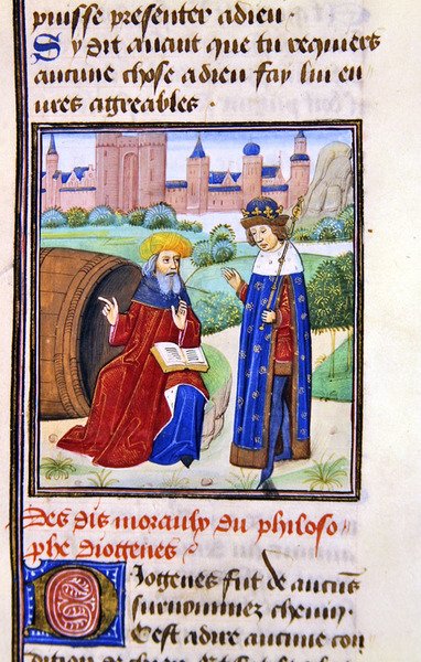 Diógenes, de Histoire des Philosophes, finales del siglo XV de French School