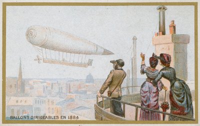 Dirigible en 1884 de French School