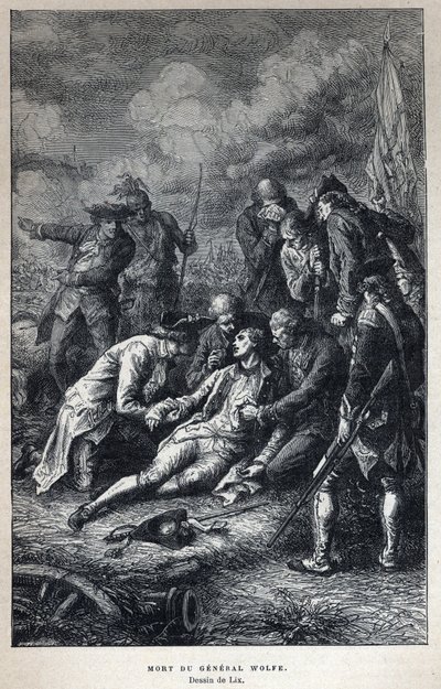 Descubre Canadá: Muerte del General James Wolfe (1727-1759) militar británico en la Batalla de Quebec el 13 de septiembre de French School