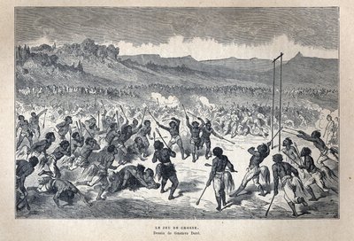 Descubrimiento de Canadá: Deporte. El juego de lacrosse de los indios americanos. Dibujo de Gustave Doré. Grabado de finales del siglo XIX en “La nueva Francia” de Eugene Guenin. de French School