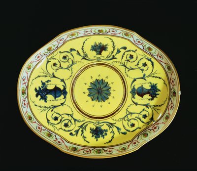 Plato con fondo amarillo, Taller de Sèvres de French School