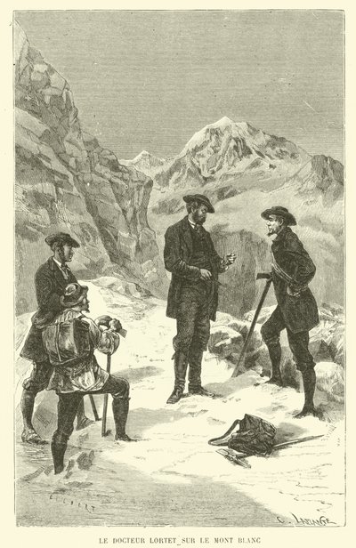 Doctor Lortet en el Mont Blanc (grabado) de French School