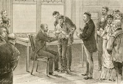 El doctor Pasteur examinando a un niño infectado de rabia. Siglo XIX (grabado) de French School