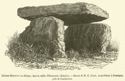 Dolmen descubierto en África, en el valle de El-Arouna, Cabilia de French School