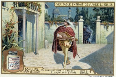 Don Juan: Acto II, Escena IV, Serenata de Don Juan - cromo Liebig de French School