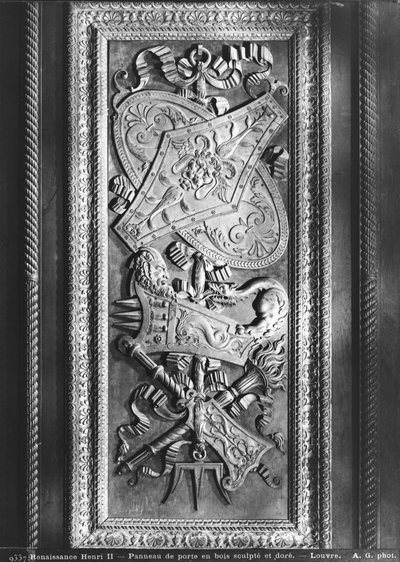 Panel de Puerta, estilo Enrique II, c.1556 (madera dorada) de French School
